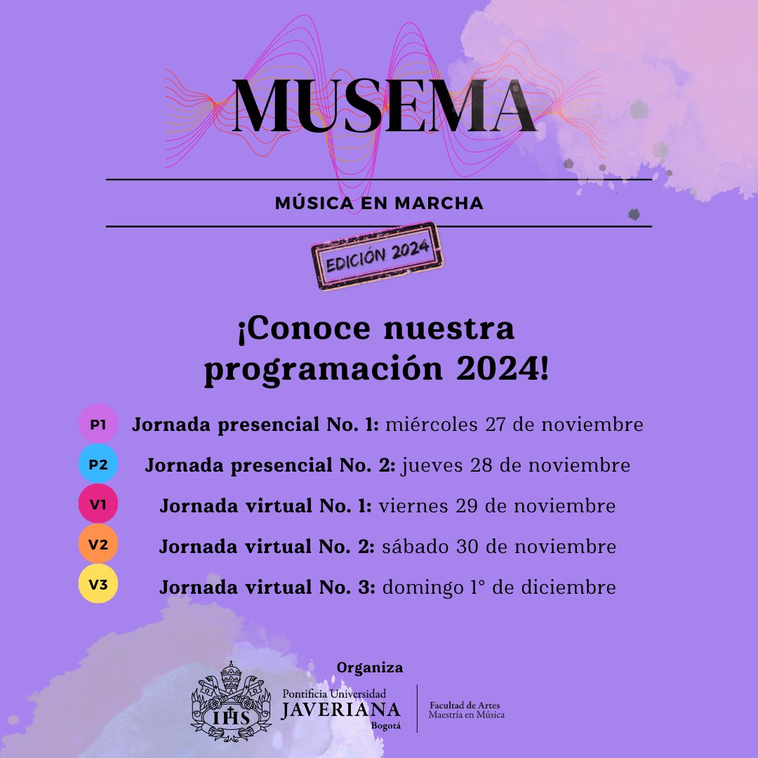 musemaencuentro's tweet image. 🎉¡Conoce nuestra programación para esta edición 2024 de MUSEMA: Música en Marcha!🎉

Las inscripciones siguen abiertas para el público.

¡Te esperamos!

#InvestigaciónMusical #MusemaMúsicaEnMarcha #Programación2024
