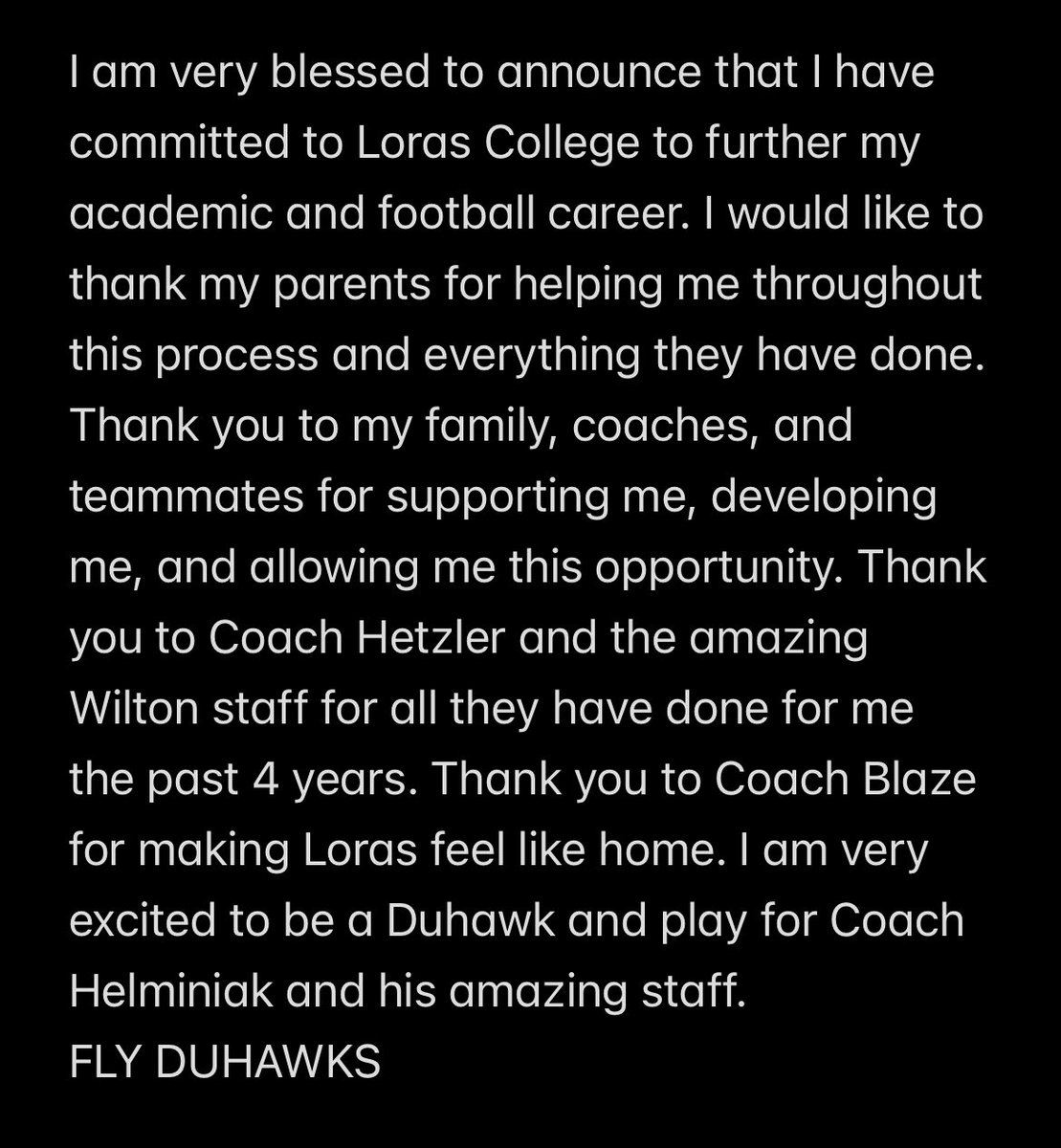 Committed
<a href="/WiltonFootball/">Beaver Football</a> <a href="/LorasCollegeFB/">Loras Football</a> <a href="/FBCoachBlaze/">Coach Blaze</a> <a href="/RyanHetzler/">Ryan Hetzler</a> <a href="/FootballCoachO/">Coach Jake Olsen</a>