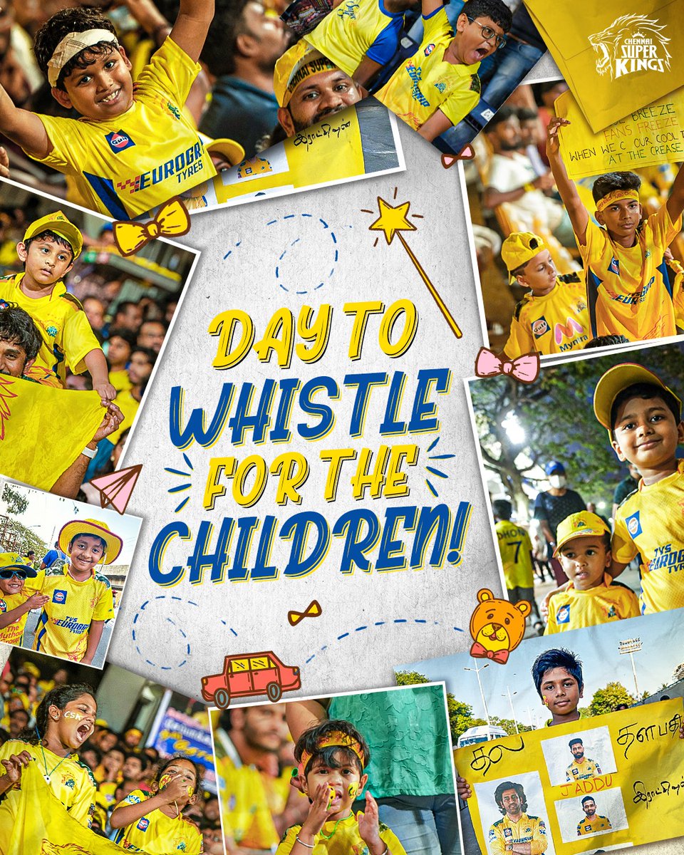 ChennaiIPL's tweet photo. Celebrate the brightest smiles and the purest hearts! 🌟🥰💛
#ChildrensDay #WhistlePodu🦁💛 https://t.co/cymKJtnUQr