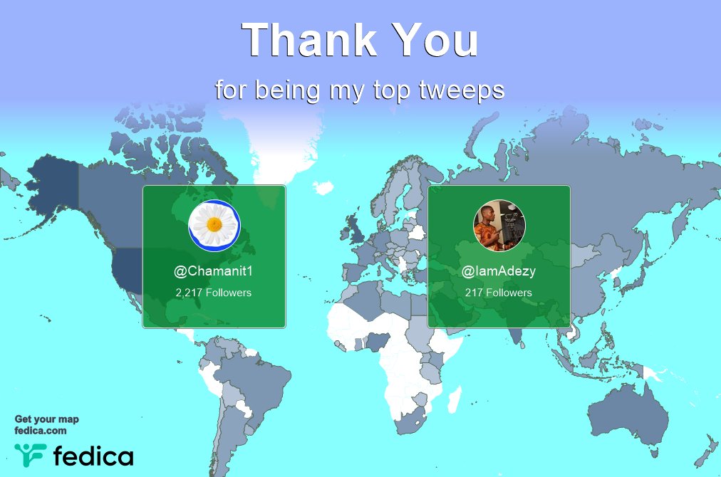 Special thanks to my top new tweeps this week <a href="/Chamanit1/">Chamanit</a>, <a href="/IamAdezy/">@bright_adekola</a>
