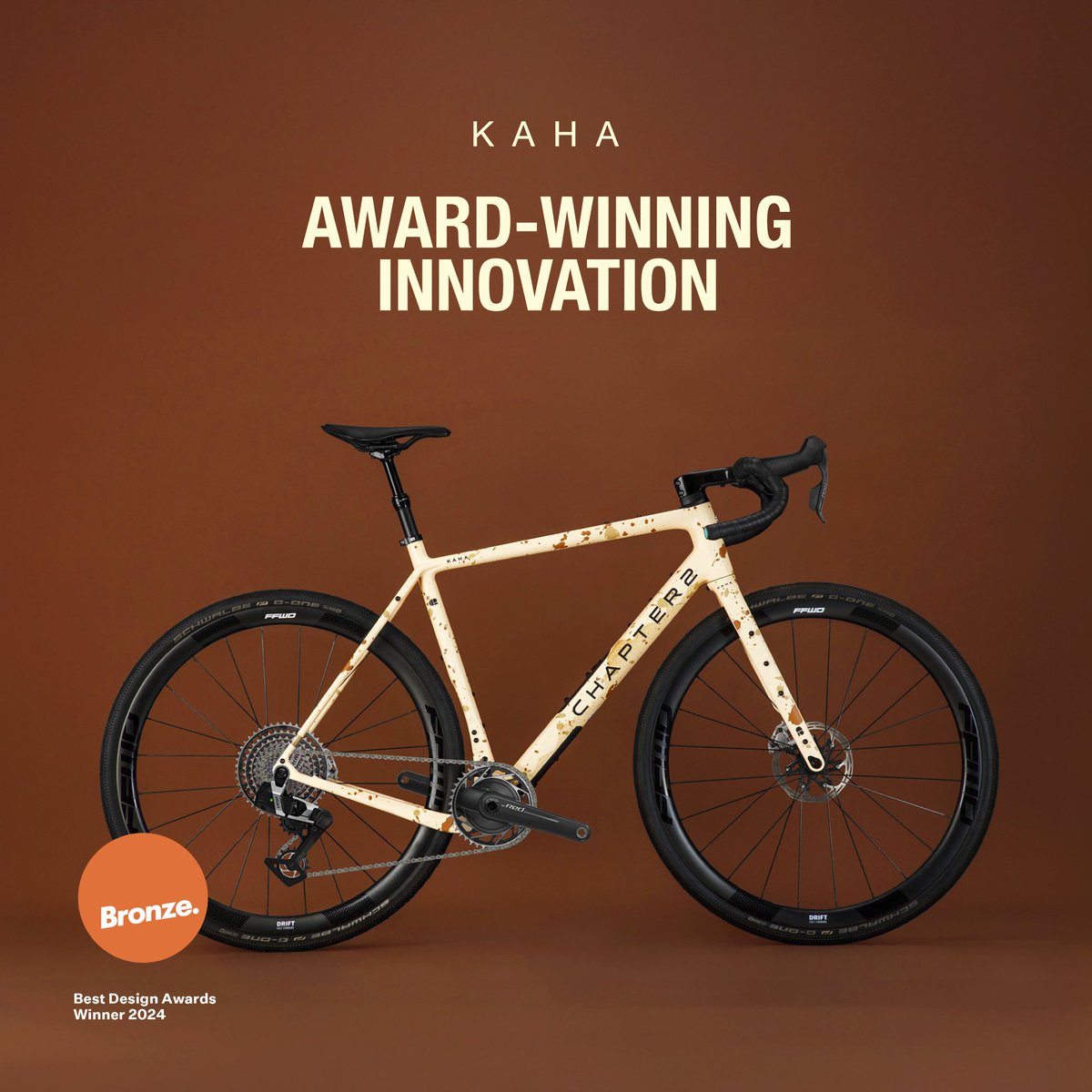 Chapter2Bikes's tweet image. We’re excited to announce that our KAHA model has won Bronze at the Design Institute of New Zealand Best Awards.
With five previous Best Awards for other models, KAHA’s recognition motivates us to keep pushing the limits of performance and design. 
#chapter2bikes