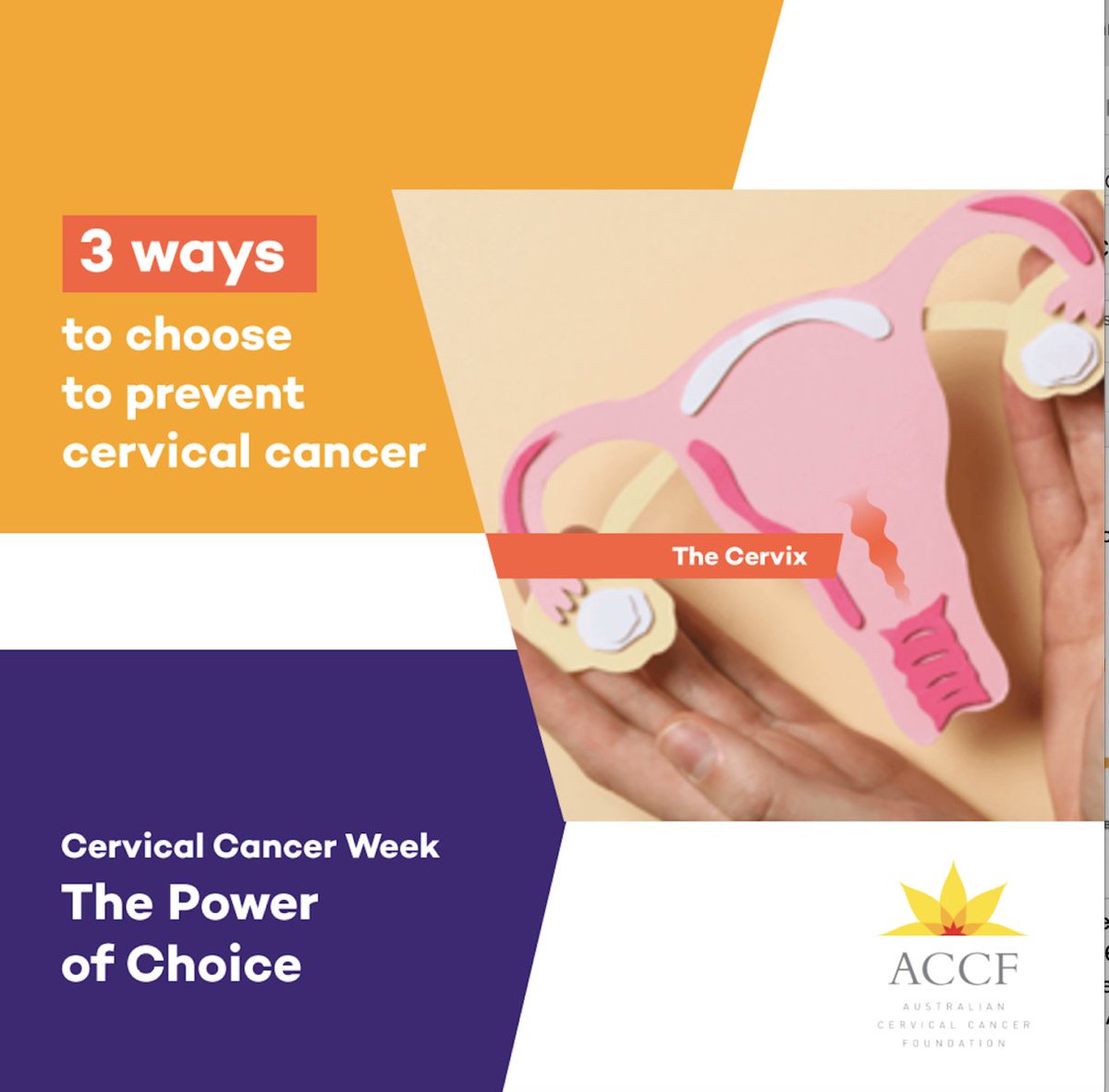 This Cervical Cancer Awareness Week we’re sharing a simple message: all that's required is 1 dose of HPV vaccine for young people ≤ 25 years + cervical screening every 5 years for women and people with a cervix from age 25–74 years.  #CervicalCancerAwareness  #ACCF #1plus5