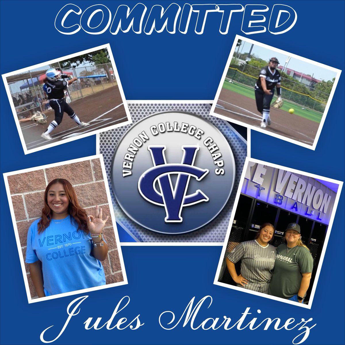 I am extremely blessed to announce my verbal commitment to continue my education and softball career at Vernon College. Thank you to all the  coaches for guiding me through this  journey.💙<a href="/vernoncollegesb/">Vernon College Softball</a> #GoChaps!