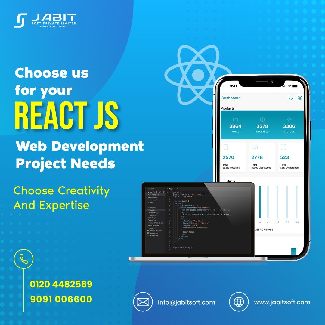 jabitsoft's tweet photo. Choose React JS for your web development project needs. Experience fast, scalable, and user-friendly web apps tailored for your business. Elevate user experience with powerful React-driven solutions from Jabit Soft! Connect with us day!
🌐Visit Website: https://t.co/yCdIUk6cQN https://t.co/36GRMrSGXX