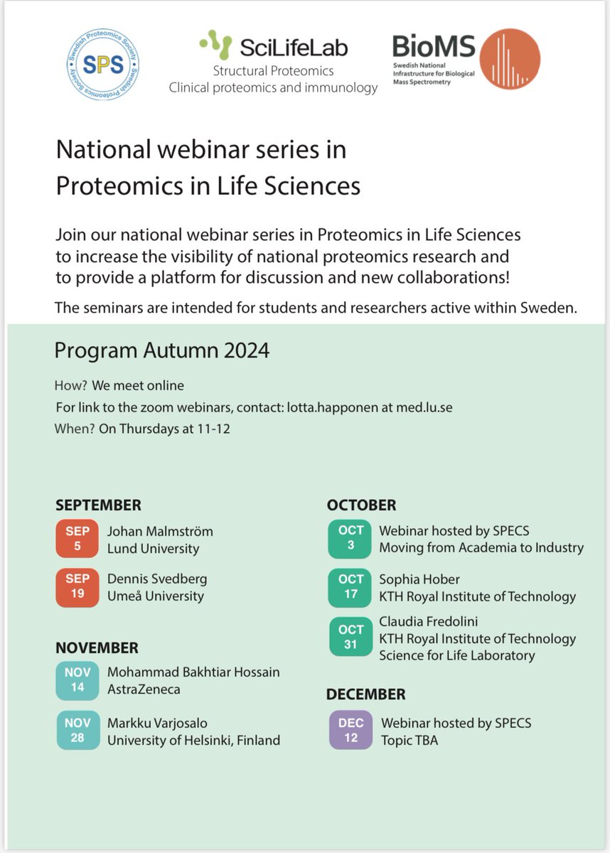 SwedishProtSoc's tweet image. Do not miss our webinar today 14/11!
The webinar will be held by Mohammad Bakhtiar Hossain and Meztli Lucia Matadamas Guzman (AstraZeneca) on the topic of Assessing Urinary Proteomic Translatability of Dahl S Rat Model to Humans.