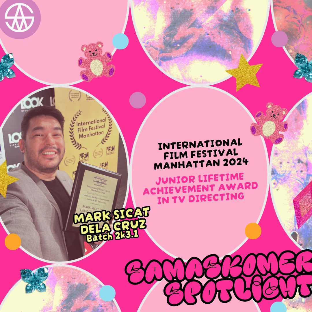 UPSAMASKOM's tweet photo. THAT'S SA-WRAP!!! 🎬

PANG-WORLD CLASS naman talaga ang SAMASKOMER! 🎖 Mula sa Plaridel hanggang sa New York, USA, isang masigabong palakpakan para kay Mark Sicat Dela Cruz, Batch 2k3.1.

Patuloy na yanigin ang eksena ng film, Mark! 💜

GO SAMASKOM!

#UPSAMASKOM
#50SAMASKOM https://t.co/NHpsPswi42