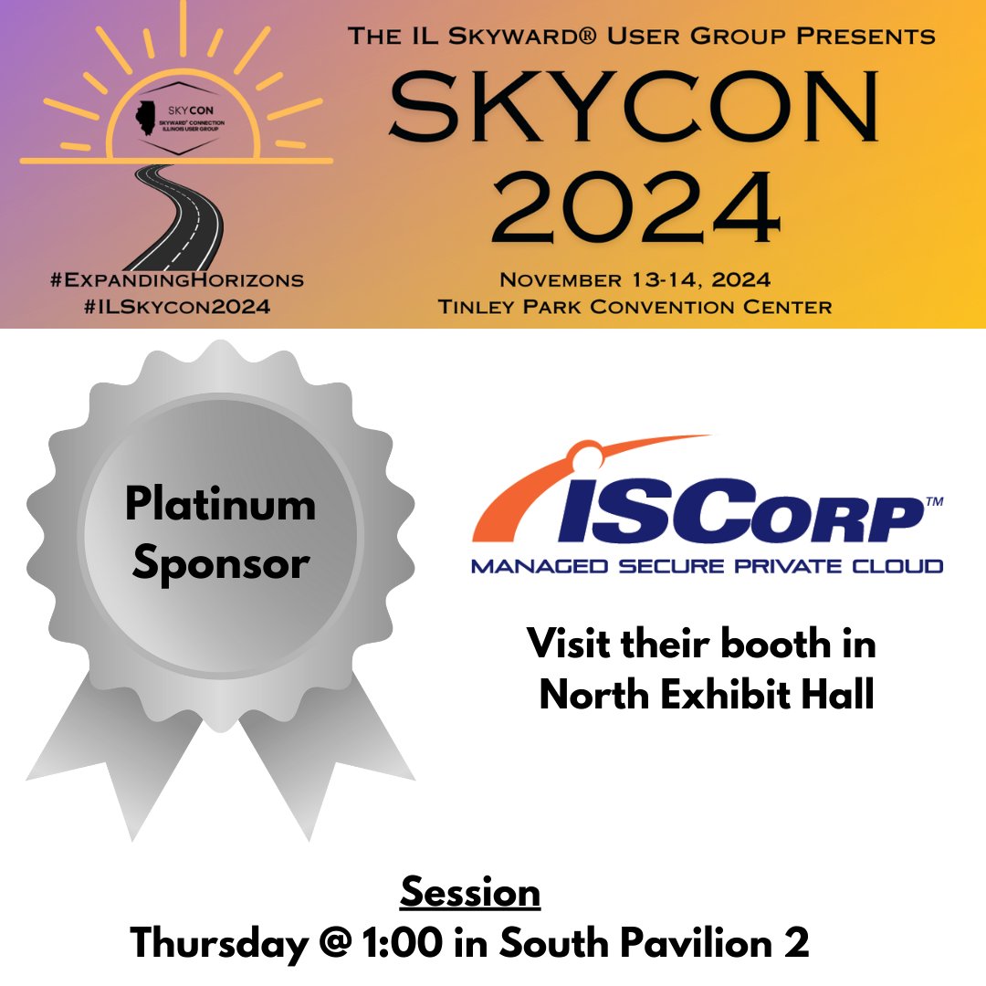 Thank you to #ILSkyCon2024 PLATINUM Sponsor ISCORP! Be sure to visit their booth and/or session at 1PM today in South Pavilion 2! #ExpandingHorizons