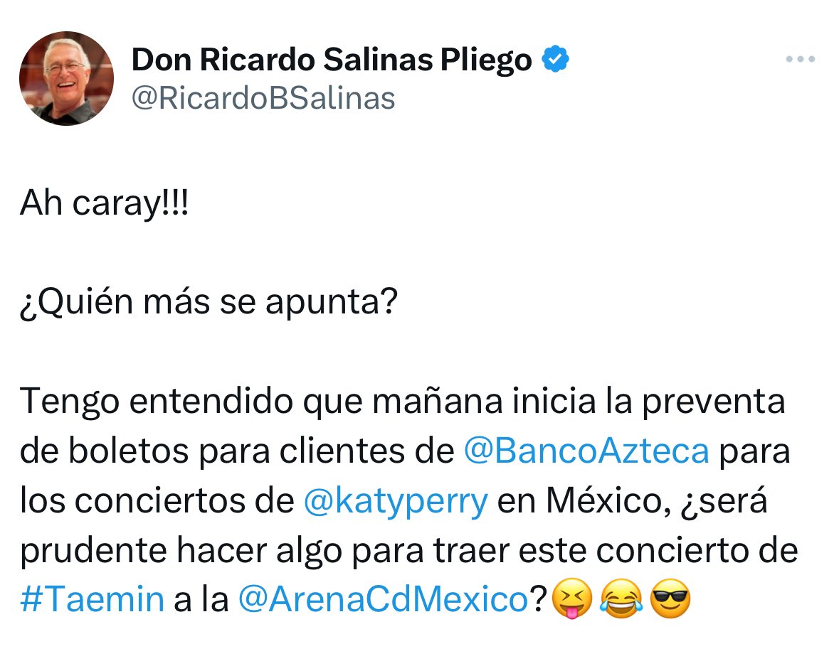 MarianLune11's tweet photo. Ya captamos la atención de LOS DUEÑOS, LOS MEROS MEROS de la @ArenaCdMexico 

Sigamos tuiteando y mostrando el gran público que está interesado en tener a Taemin en la ARENA CDMX y poder decir LO LOGRAMOS 🥹❗️
#ArenaCDMXForTaemin 
@HFT_official_
@RicardoBSalinas
@Gsalinaspliego https://t.co/5oYLQCZThg