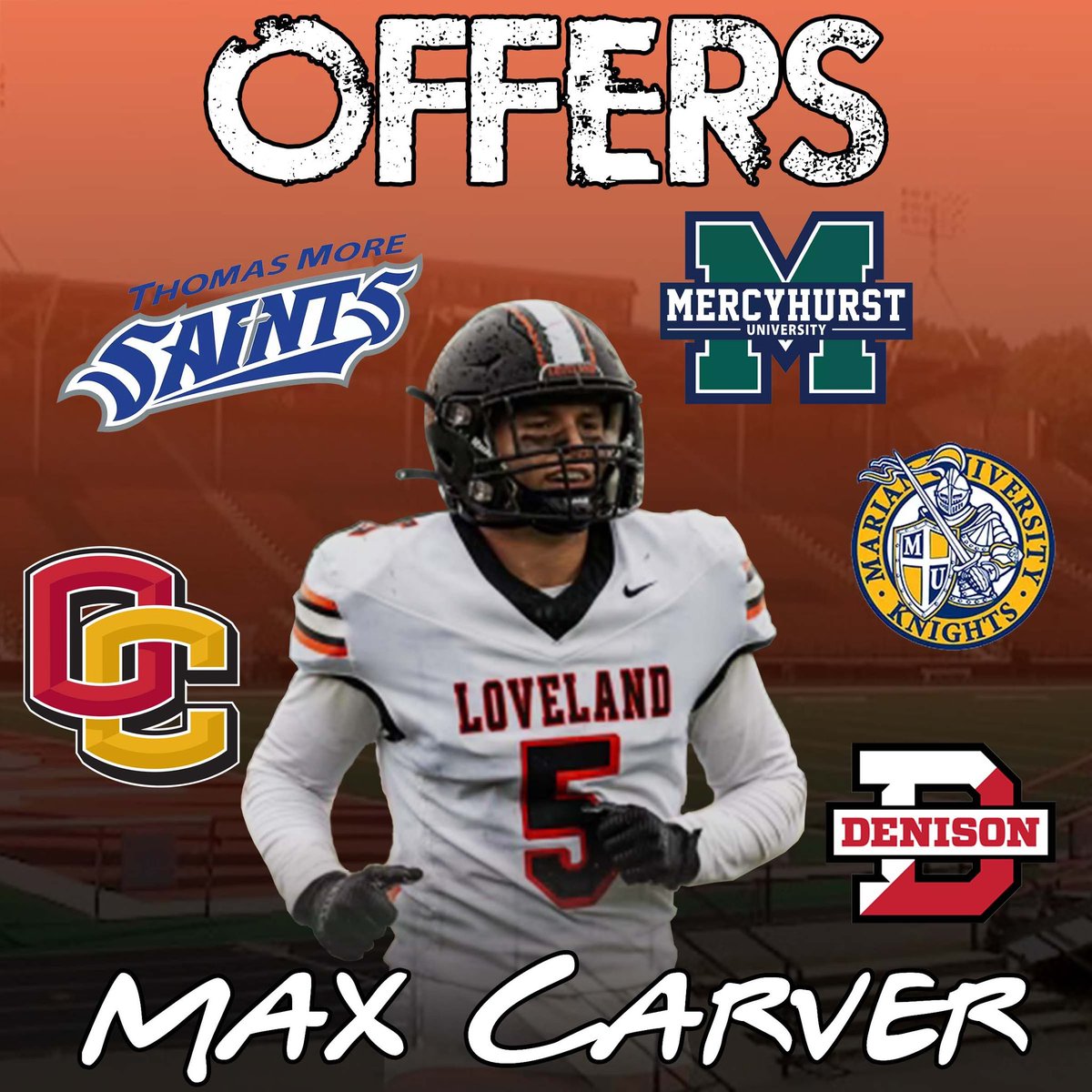 Max Carver (@maxcarver20) on Twitter photo Hello Coaches! Recruiting is still open! Looking for an opportunity at the next level. Check my film on my page if interested!
6’2 | 225lbs | c/o 25 | LB | Loveland, OH |
4.32 gpa | 29 ACT
Contacts ⬇️
Twitter: <a href="/MaxCarver20/">Max Carver</a>
Head Coach: <a href="/damewood29/">Damewood28</a>
DC / LB Coach: <a href="/coachjuice84/">Aj Williams</a> Hello Coaches! Recruiting is still open! Looking for an opportunity at the next level. Check my film on my page if interested!
6’2 | 225lbs | c/o 25 | LB | Loveland, OH |
4.32 gpa | 29 ACT
Contacts ⬇️
Twitter: <a href="/MaxCarver20/">Max Carver</a>
Head Coach: <a href="/damewood29/">Damewood28</a>
DC / LB Coach: <a href="/coachjuice84/">Aj Williams</a>