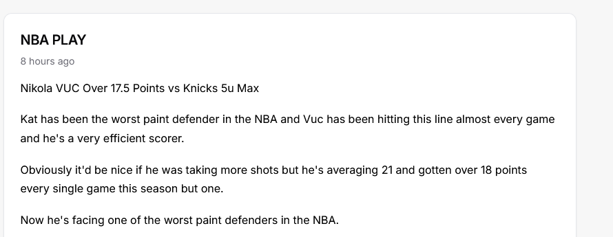 Cash Today's 5u Max Baby 🔥🔥🔥🔥

Nikola Vucevic Over 17.5 Points 💵💵💵

18-0 Free Play Run 16-3 Last 19 Max Plays 🐐😎

Perfect Write Up And Easy Money at the Bank 🏦📲

#GamblingX #PlayerProps #NBABets #FreePicks