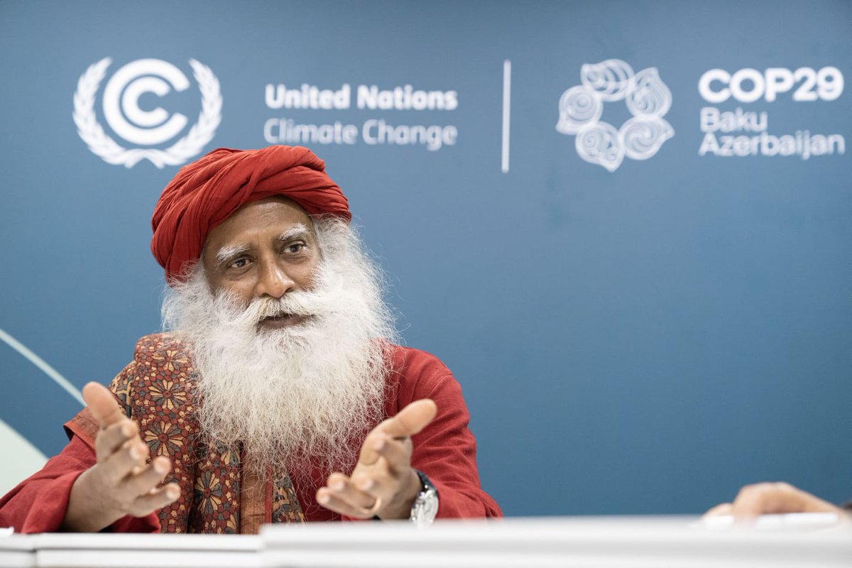 SadhguruJV's tweet photo. Without rich soil, there is no rich life and no richness in the food we eat. Rich soil means vibrant life. It is my wish and blessing that every life on the planet thrives. This is why the #SaveSoil movement—to make the planet absolutely hospitable for all life. Let us make it happen. -Sg #COP29Baku #COP29