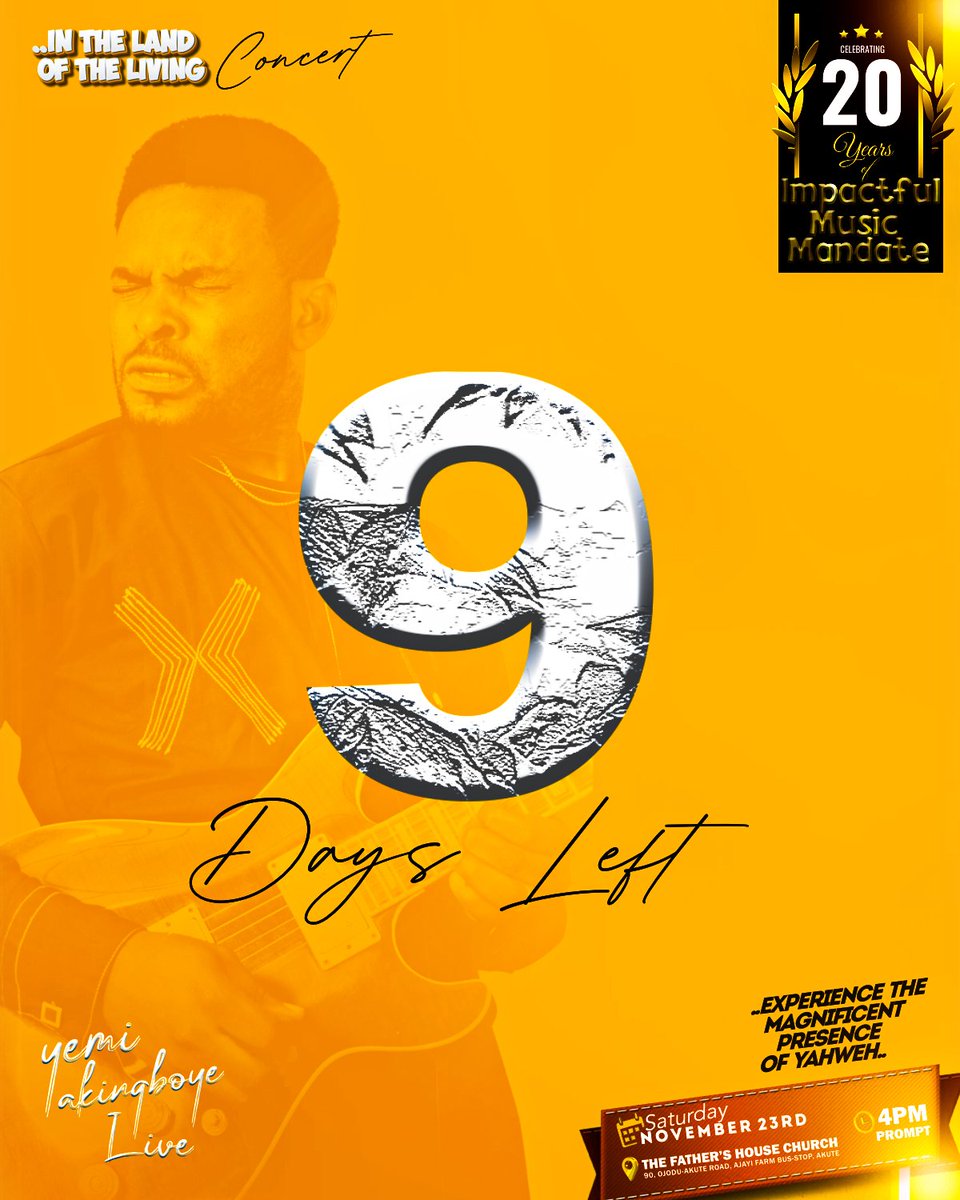 YemiAkingboye's tweet photo. 9 days to go.. Withholding nothing... this November https://t.co/rTKLspiCGB