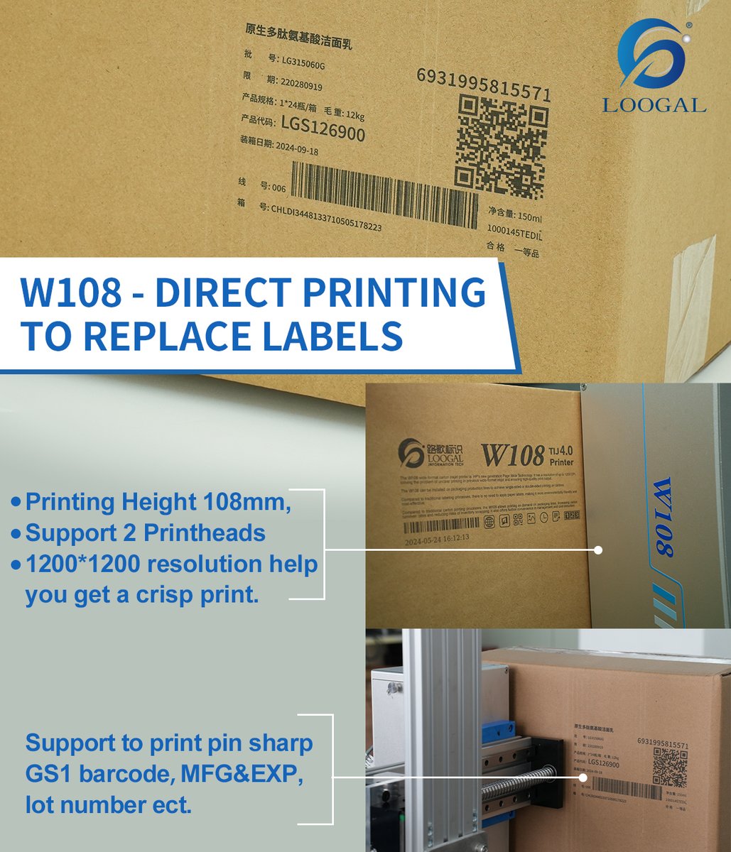 loogal_print's tweet image. W108 - DIRECT PRINTING TO REPLACE LABELS！#tijprinter #inkjetprinters #ThermalInkjetPrinter #inkjetprintersupplier #inkjetprintermanufacturer #inkjetprinter #printingsolutions #tij #PrintingSolutions #tijprinters #barcodeprinter #barcodeprinters #barcodepri̇nter #ınkjetprinter