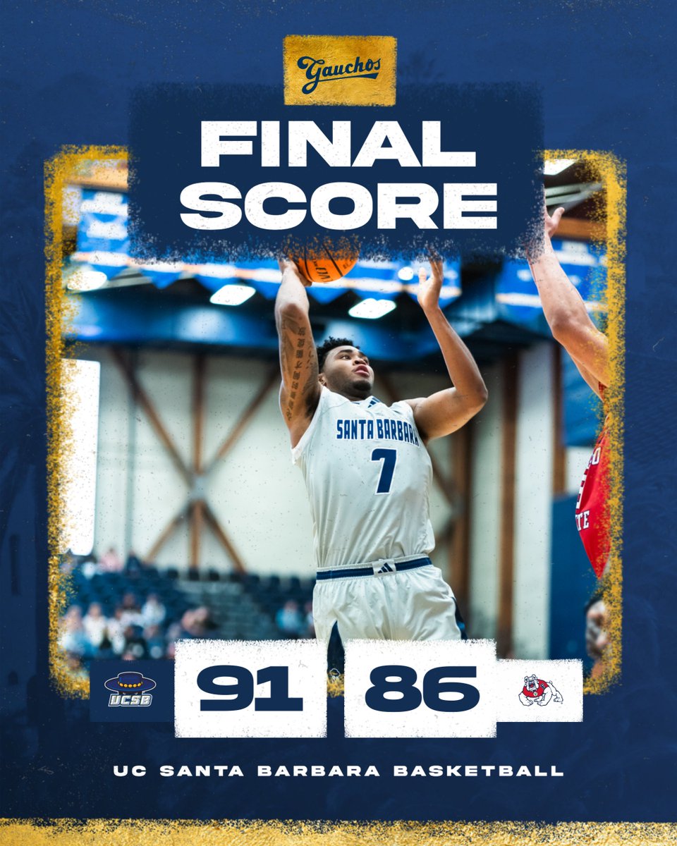 Defended home court!

Deuce Turner: 24 points, 2 assists
Jason Fontenet II: 18 points, 6 rebounds
Colin Smith: 17 points, 4 rebounds
Stephan Swenson: 14 points, 6 assists, 2 steals

#GoGauchos