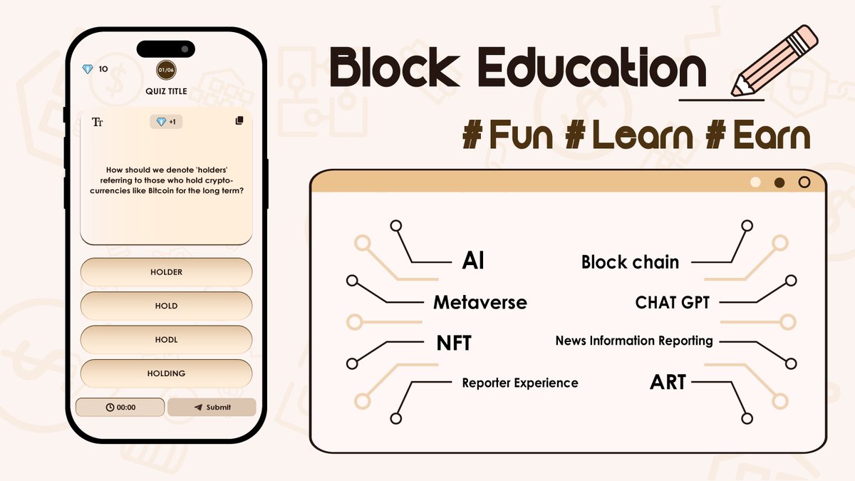Welcome to Block Education
- Fun , Learn , Earn -

🔗Game : t.me/BlockStreet_bot

Block Education gamifies web3's viral culture with Telegram's quiz to earn simplicity for everyone. 

Block education offers a fun and rewarding experience that bridges mainstream and crypto
