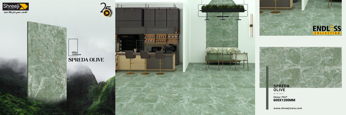 ShreejiCeramic's tweet photo. 𝐄𝐍𝐃𝐋𝐄𝐒𝐒 COLLECTION
Design: SPREDA OLIVE
Finish : GLOSSY
Size (mm): 600x1200mm
Glazed Vitrified Tiles
#decor #decortiles #decorseries #carvingdecor #gvt #pgvt #newshades #vitrifiedtiles #nature #endlesscollection #carvingtiles #significant #tilesdesign #600x1200mm https://t.co/BjTf6pQAwE
