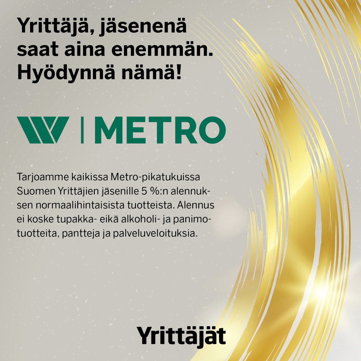 Jäsen! Muistathan, että olet oikeutettu lukuisiin jäsenetuihin, joilla säästät euroja ja avitat liiketoimintaasi. Hyödynnä esimerkiksi tämä 👇 ja katso linkistä, mitä muuta Wihurin Metro-tukku tarjoaa sinulle bit.ly/3YJnLzH
#jäsenedut