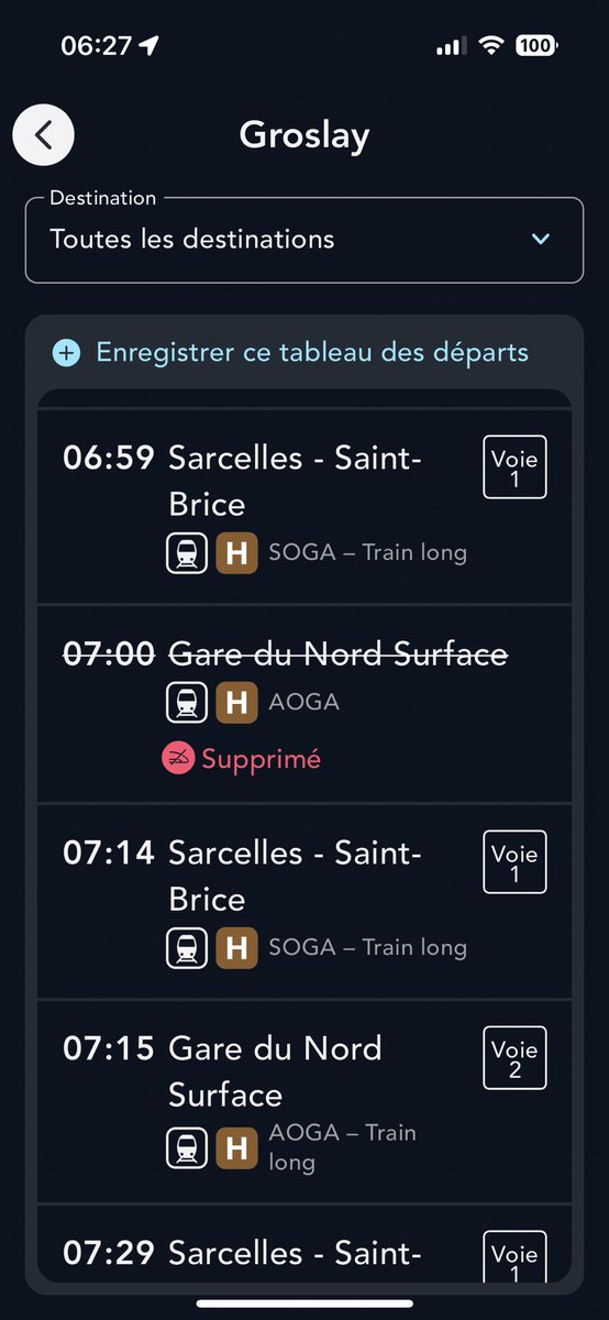 marcodasildu95's tweet photo. @LigneH_SNCF Alors pourquoi les trains dans l’autre sens  sont tous supprimés ? https://t.co/Hr24FDaPNu