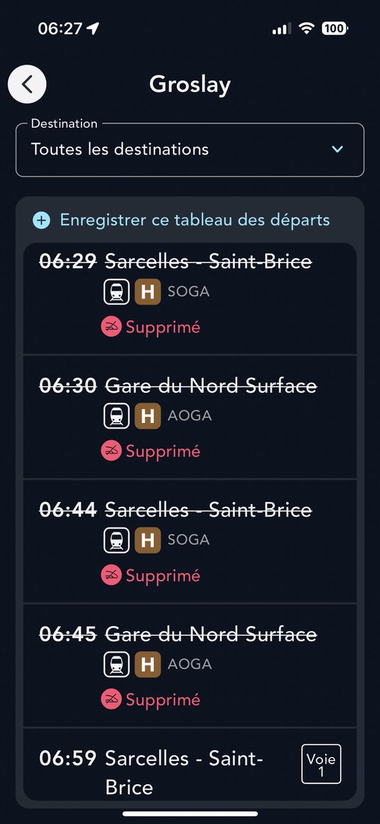 marcodasildu95's tweet photo. @LigneH_SNCF Alors pourquoi les trains dans l’autre sens  sont tous supprimés ? https://t.co/Hr24FDaPNu