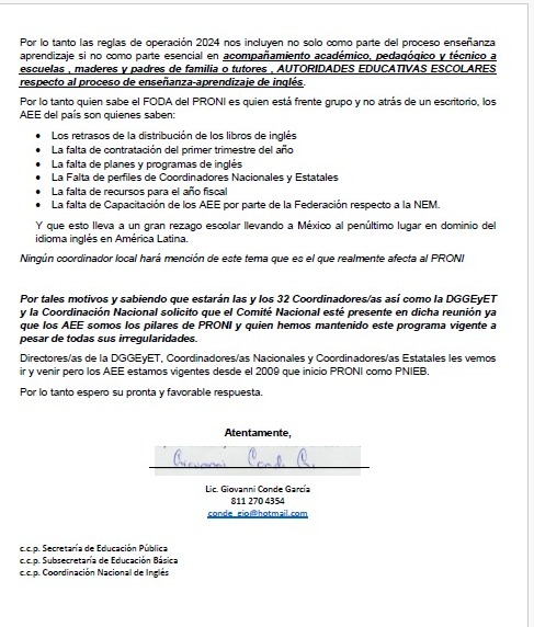 Basta de outsourcing <a href="/mario_delgado/">Mario Delgado</a> <a href="/Claudiashein/">Claudia Sheinbaum Pardo</a> apoye a los teachers del Proni.<a href="/salas_cepeda/">Alfonso Cepeda Salas</a> <a href="/SEP_mx/">SEP México</a> <a href="/A_delPacifico/">Alianza del Pacífico</a> <a href="/CodigoMagentaMx/">Código Magenta</a>