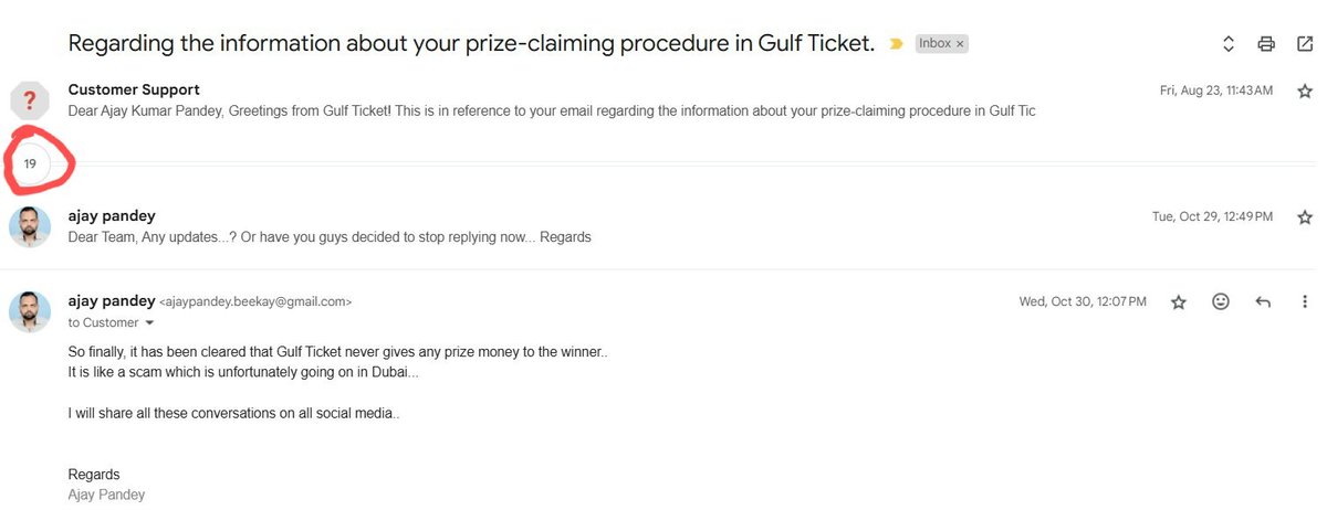 Ajay091286's tweet photo. @gulfticketindia @Gulfticket_ME @gulfticketindia @Gulfticket_ME 
Will you give me my winning prize or not., now I am completely fed up following this for more than 2 months. after 2 months still I didn't receive my prize, now I think Gulf ticket is a scam &amp; it is bringing disrepute to the name &amp; fame of Dubai. https://t.co/3efRU0cyoo