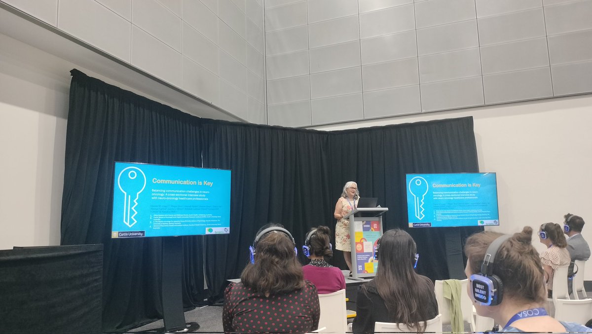 kerryn_pike's tweet image. Next up Dianne Legge presenting on balancing communication challenges with primary brain tumour #cosa2024 @POCOG1