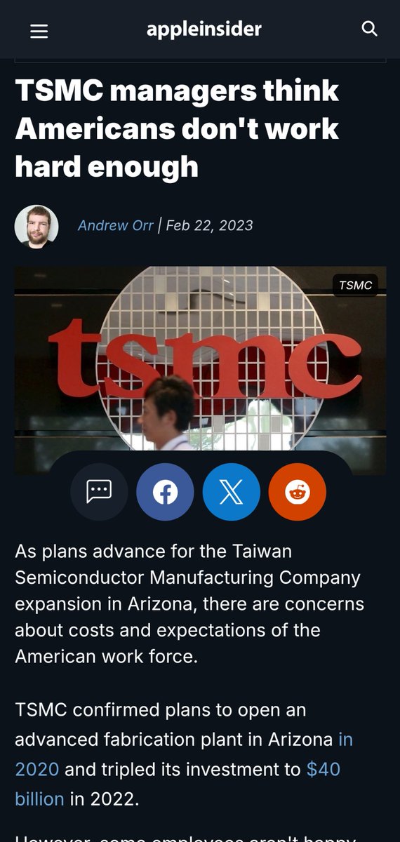 vonbrucken's tweet photo. The #TSMC fiasco in #Arizona is unfolding exactly as one would expect.
People have to understand that TSMC had to move to this dessert under US coercion it's a racket whose goal is to steal #Taiwan #semiconductor technology.
#CHIPSandScienceAct #InflationReductionAct https://t.co/mMTMGT2Cwe