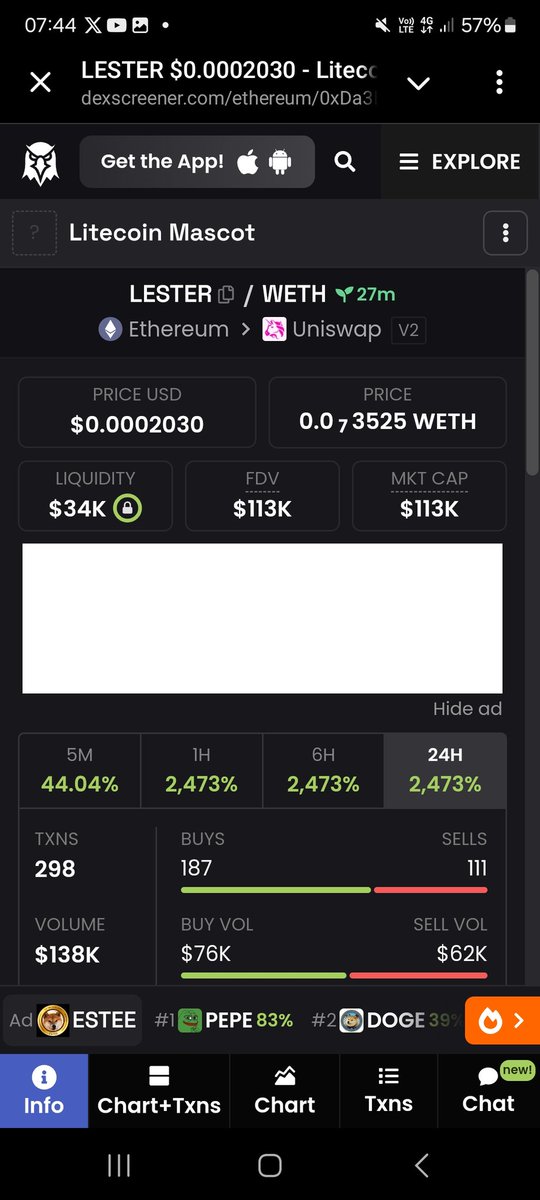 Cryptogang9711's tweet photo. @daddyghost @litecoin @lilbubble @Vega0x Ticker is $Biai
@BlockInsightAI gives you money maker signals daily
Like just spotted $Lester
@litecoin #maskott
4x up already
https://t.co/ILu3FPN3nU https://t.co/tiRf3ua8A2