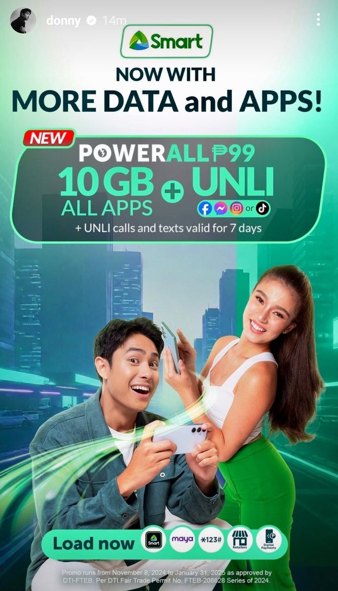 myDonbellelove's tweet photo. kinikilig ako Donny's IG story with Belle 😍💚
Smart Power All 99
111424
#DonBelle
#LiveForRealWithSmart https://t.co/dhHmorC5qF