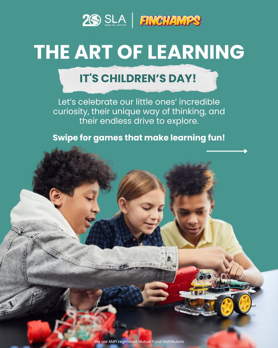 SlaFinserv's tweet photo. It’s Children’s Day! Kids are bundles of excitement, curiosity, and a never-ending eagerness to learn. They absorb new things and mimic habits they see around them, carrying these lessons forward as they grow. https://t.co/n2iXLy3rxW