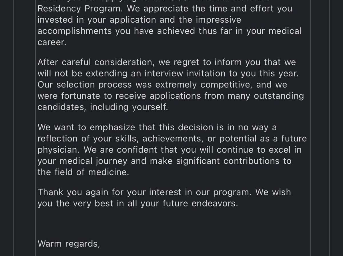 Kisbel_APE's tweet photo. I decided to start ranking my rejections 😂. This one, 10/10. #match2025 #MedX #MedTwitter https://t.co/NVoj9BE2Jv