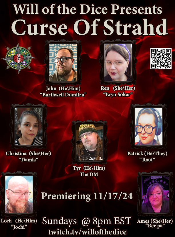 LolliGPhaPho's tweet photo. We've got stuff this weekend! Cast Guidance Friday, Game of Kings on Saturday and our premiere of Curse of Stradh! We hope to see you there for some #actualplay goodness! #dnd #ttrpg #dndcampaign #pdocast #twitchtv https://t.co/b0g8tNNREG