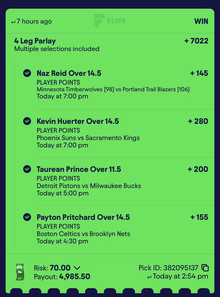 RiooBets's tweet image. Absolutely insane 🤞🏻🧪

 #nba #WNBA   #trending #meme #mlb #baseball #basketball #twitter #trend #TrendingNow #nfl  #mma #ufc #prizepicks #boxing  #viral #wwe #pga #sports #sportsbetting  #fliff #football  #draftkings   #esports #gamblingtwitter #gambling #fanduel   #giveaway…