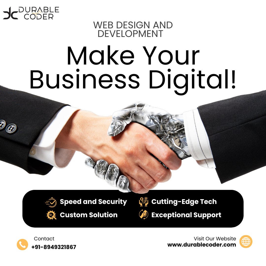 durablecoder's tweet image. In today's world, going digital isn't just an option – it's essential. Reach a broader audience, engage with customers effectively, and streamline operations like never before 
#Durablecoder #WebDevelopment #AppDevelopment #DigitalMarketing #SEO #GrowOnline