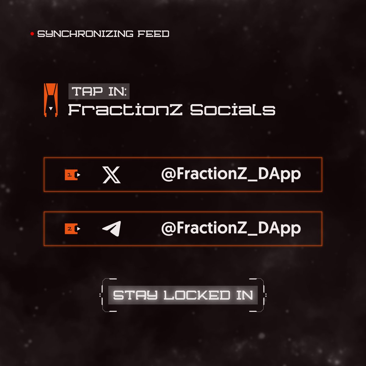 zchains_io's tweet photo. Be the first to hear whatโs new on #FractionZ ๐
From major updates to exclusive insights and fresh opportunities, youโll have everything you need to stay connected.
With exciting developments ahead, youโll want to be part of this journey. Follow us today!
#ZChainsDApp #FractionZSocials
