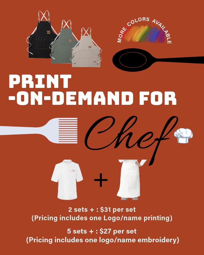 AHay2U's tweet photo. Print-on-demand chef coats and boutique aprons:
💜Cotton-blend Chef Coats https://t.co/oVvDY1efuP