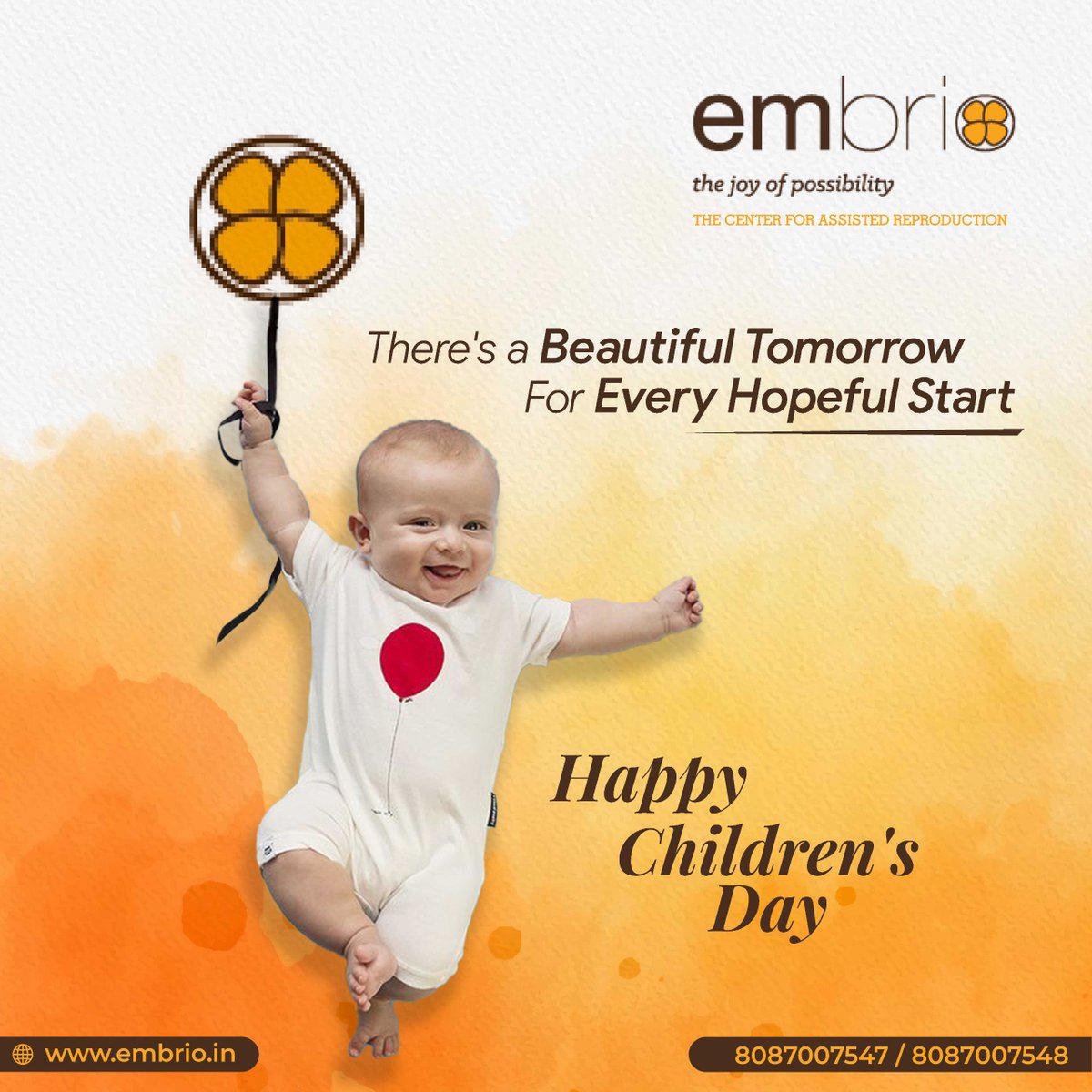 embrioivfcentre's tweet photo. Happy Children’s Day!
Every little smile is a symbol of hope and a reminder of the wonderful possibilities life holds. Let’s celebrate the joy of new beginnings and the promise of a bright tomorrow.
#embrio #happychildrensday #familyplanning #celebratechildhood https://t.co/zi9ZfO6Uk2