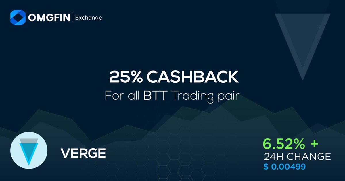 For this day, the Biggest riser coin is VERGE, its rise up 6.52%. Get 25% cashback on trading fees at OMGFIN for all XVG Trading pairs.

@CoinGecko <a href="/CoinMarketCap/">CoinMarketCap</a> #verge #XVG
