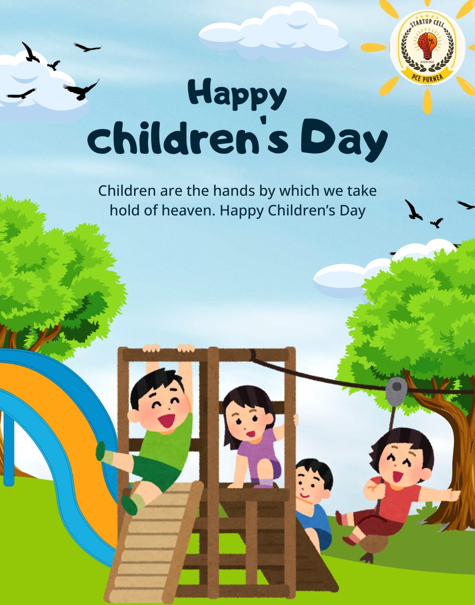 CellPce90671's tweet photo. Happy Children's Day! 🌈 Celebrating the joy, laughter, and innocence of childhood. 🌞 Let's continue to inspire young minds and build a brighter future for them. #ChildrensDay #StartupCell #PCEPurnea https://t.co/CWcdgrQR5Y