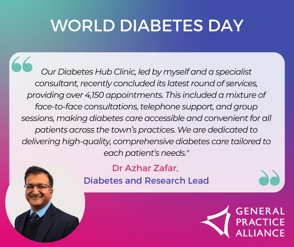 Dr Azhar Zafar, our Diabetes &amp; Research Lead, is at the forefront of our Diabetes Clinics in Northampton. Through his expertise and dedication, he ensures that diabetes care is accessible, convenient, and tailored to meet the unique needs of each patient.

#GPA #WorldDiabetesDay