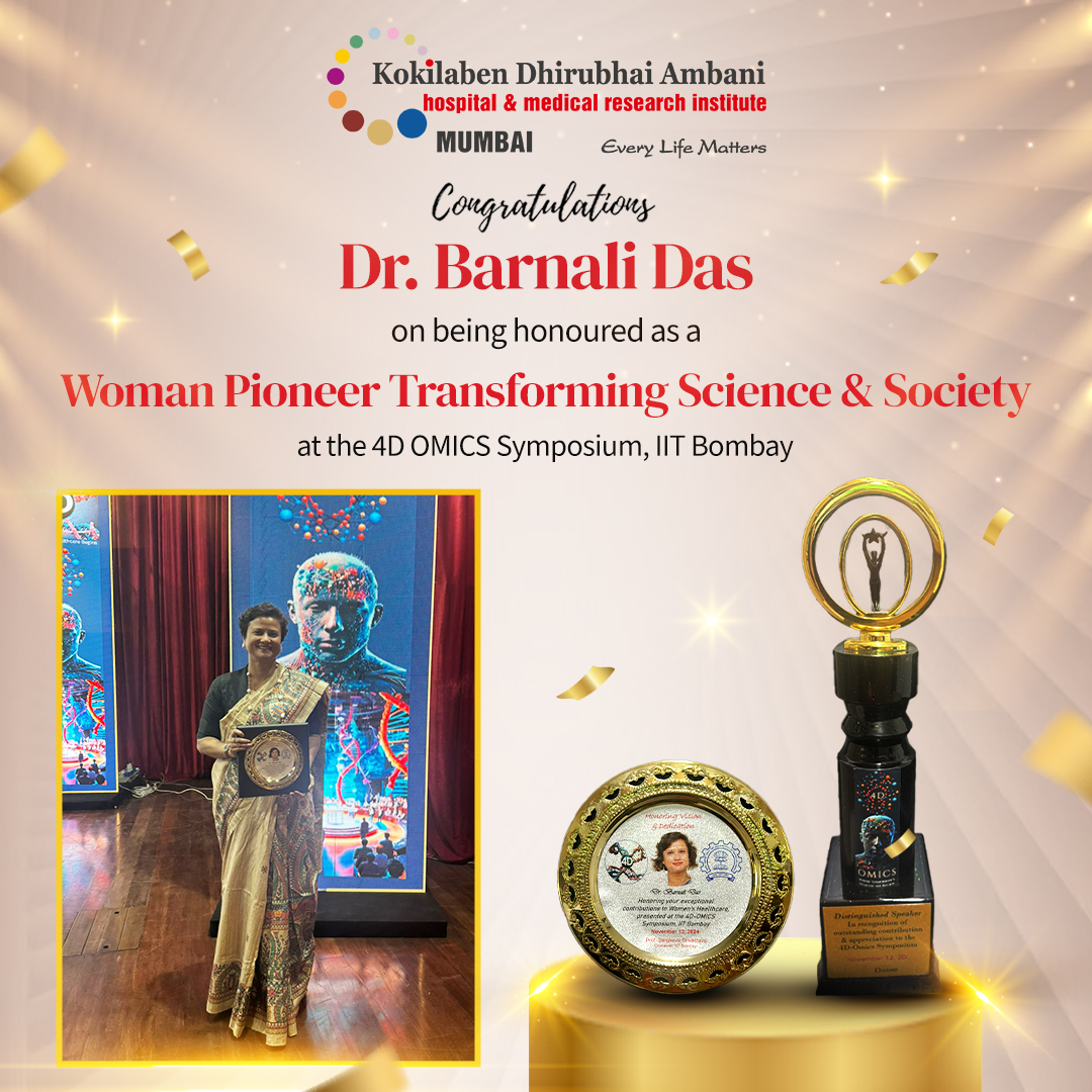 KDAHMumbai's tweet photo. Congratulations Dr. Barnali Das, Lead Consultant, Biochemistry, Immunology & Toxicology, on being honoured as a Women Pioneer Transforming Science & Society at the 4D OMICS Symposium of IIT Bombay held at the convocation hall in the presence of Prof. Sanjeeva Srivastava, Convener, 4D Symposium, IIT Bombay, Dr. Balram Bhargava, former Director General of ICMR, Mahima Choudhary, and other luminaries.

Her dedication, pioneering work, and contribution to the fields of laboratory medicine, digital health, and science inspire us all. We are proud to have Dr. Das leading innovation and excellence in healthcare.

#WomenInScience #TransformingHealthcare #KokilabenHospitalMumbai #InnovationInMedicine