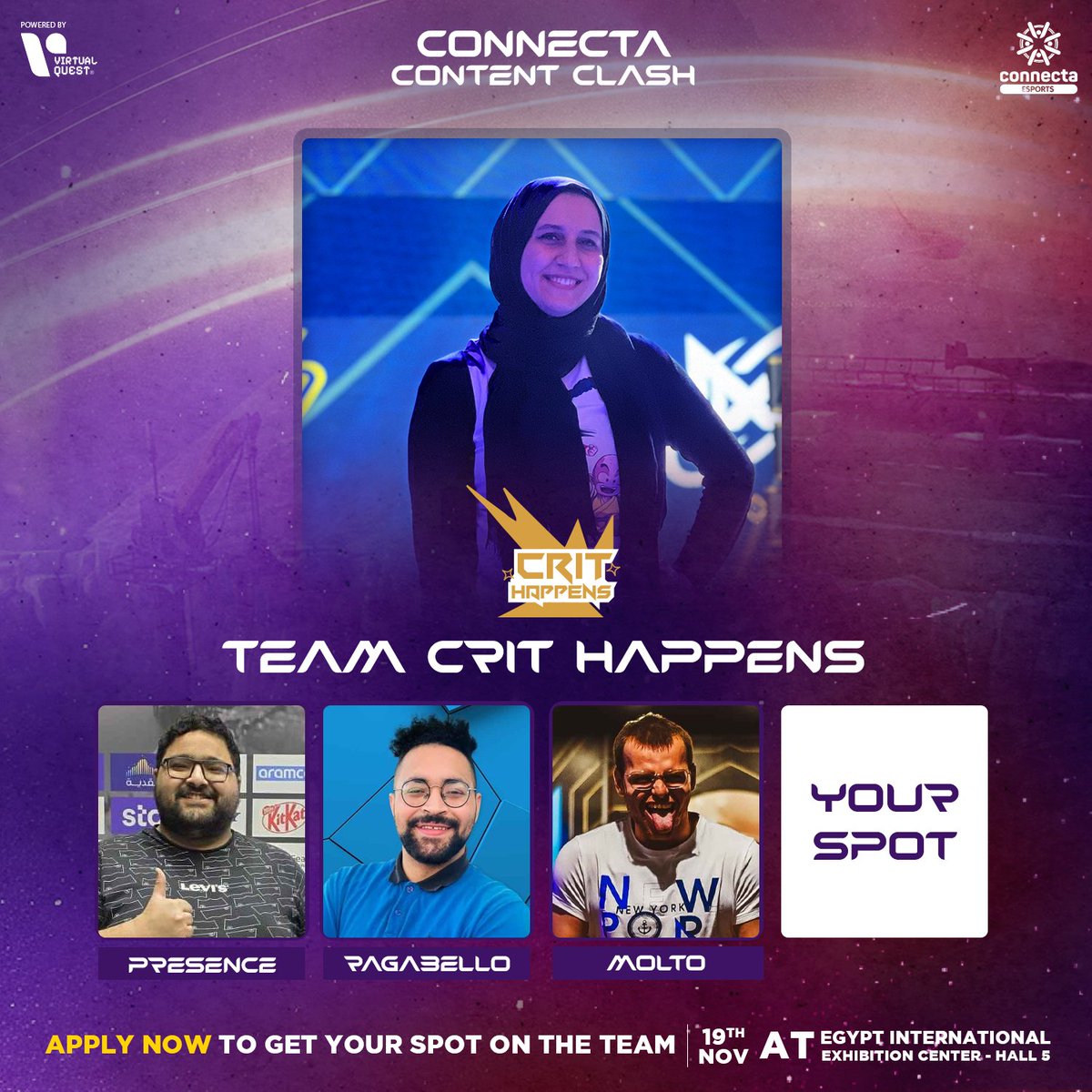 مين هيسمع كلمة الـ Victory؟ 🏆

خلاص Vio و Santos اختاروا 3 لاعيبه في فرقهم، ولسه فاضل مكان واحد في كل فريق 👀
هنعلن عن اللاعب الخامس قريبًا عشان الفريق يكمل ونحل العركة! 💪

وما تنساش، العركة هتكون على mainstage يوم 19 نوفمبر في Connecta بأرض المعارض
احجز مكانك دلوقتي عشان تتفرج