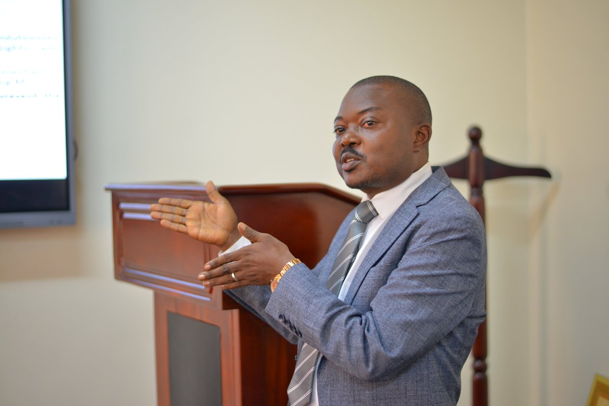 MbararaUST's tweet photo. PhD candidate Innocent Bwengye presented his research proposal, titled "A Survey on Machine Learning in Microstructural Classification of Metallic Biomaterials," to a panel of supervisors and mentors at the 19th PhD Symposium at Mbarara University of Science and Technology (MUST).