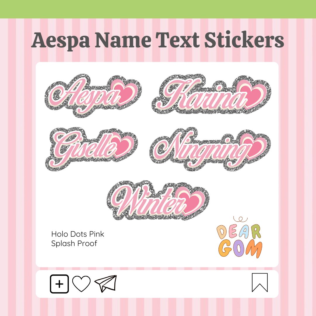 deargomph's tweet image. #gommiestickers

🩰 aespa name text stickers  

only 25 pesos each (available in holo dots pink and glitter denim)  

📷 wts lfb stickers ph anik anik aespa karina giselle ningning winter