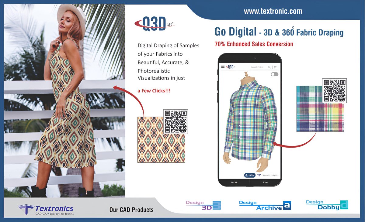 TextronicsWeb's tweet image. Turn your fabric samples into realistic 3D visuals with just a few clicks! Perfect for showcasing your fabrics in a modern, impactful way. 🌟 #DigitalDraping #3DRendering #FabricDesign #InnovationInTextiles #FashionTech