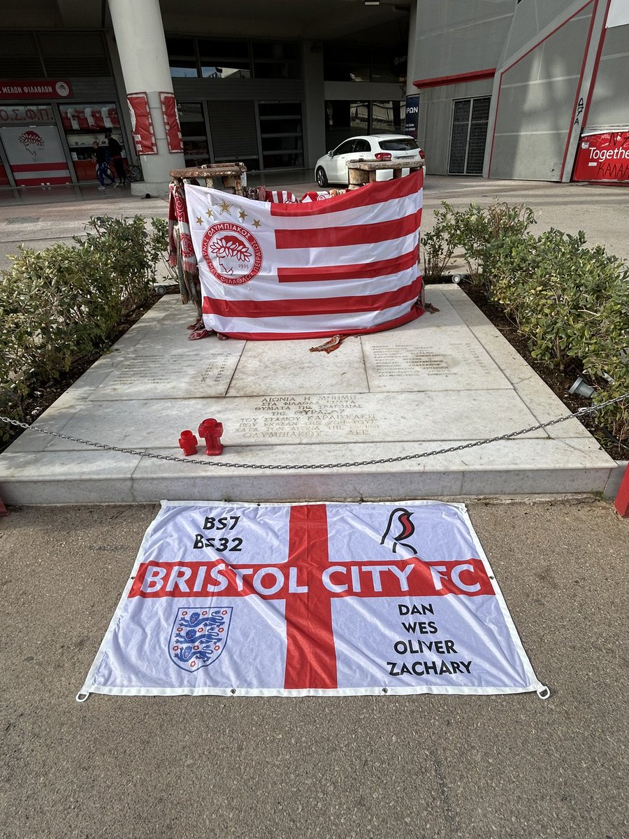 Paying respects to the 21 that never returned home from a football game. #FollowEnglandAway #Olympiakos #Greece #BristolCity