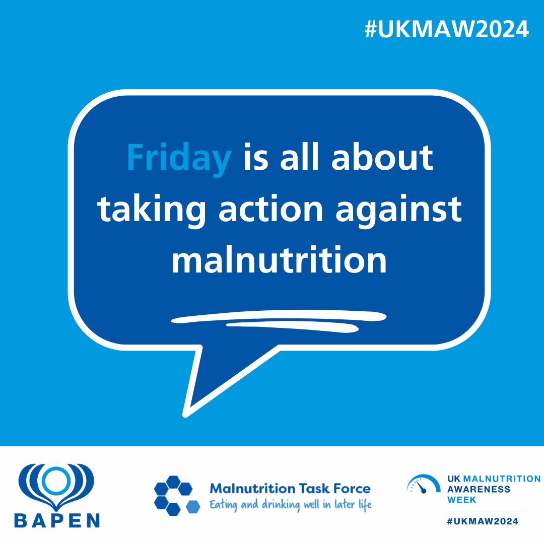 Tomorrow is our Call to Action Day, where we're encouraging everyone to spread the word on disease-related malnutrition, and advocate for better care.
 
Follow this link to understand how you can support, and draw #UKMAW2024 to a brilliant close.
 
bit.ly/3YpAMyv