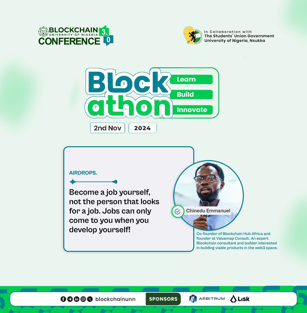 BlockchainUNN's tweet photo. The Blockathon Experience โจ
Chinedu Emmanuel of @blockhubafrica left us with a lot of nuggets to digest on.
Here are some of the best parts we picked out just for you! ๐๐
#Blockathon #BlockchainUNN #BlockathonExperience https://t.co/KRSjSwo6TS