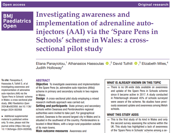 Another great achievement for our MSc Allergy alumni. Tackling real-world problems for their dissertation. Check out their paper <a href="/BMJ_PO/">BMJ Paediatrics Open</a>. Find out how to join our fully online #allergy course <a href="/UoS_Medicine/">Southampton Medicine</a> @UniSouthampton here tiny.cc/allergy.