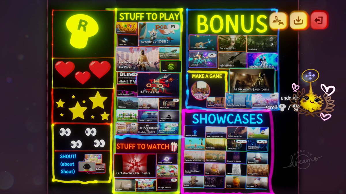 Done a thing &amp; if you're somebody who used to love #madeindreams but you've not played in a while then these are the things that it's worth loading up to play

Basically all the good stuff between the day I was made redundant &amp; today #dreamsps4 

Have fun! indreams.me/collection/cVK…